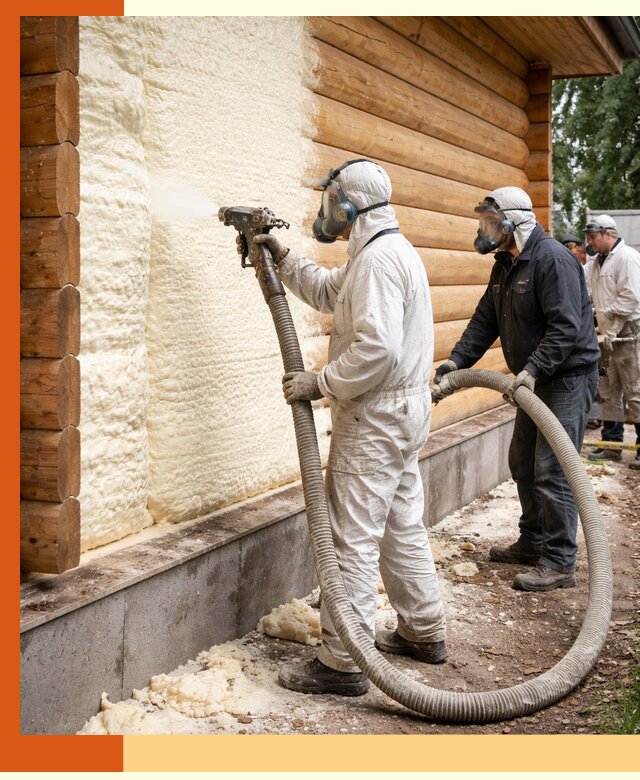 Утепление дома из бруса пенополиуретаном в Ноябрьске