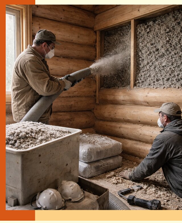 Утепление дома из бруса эковатой в Ноябрьске