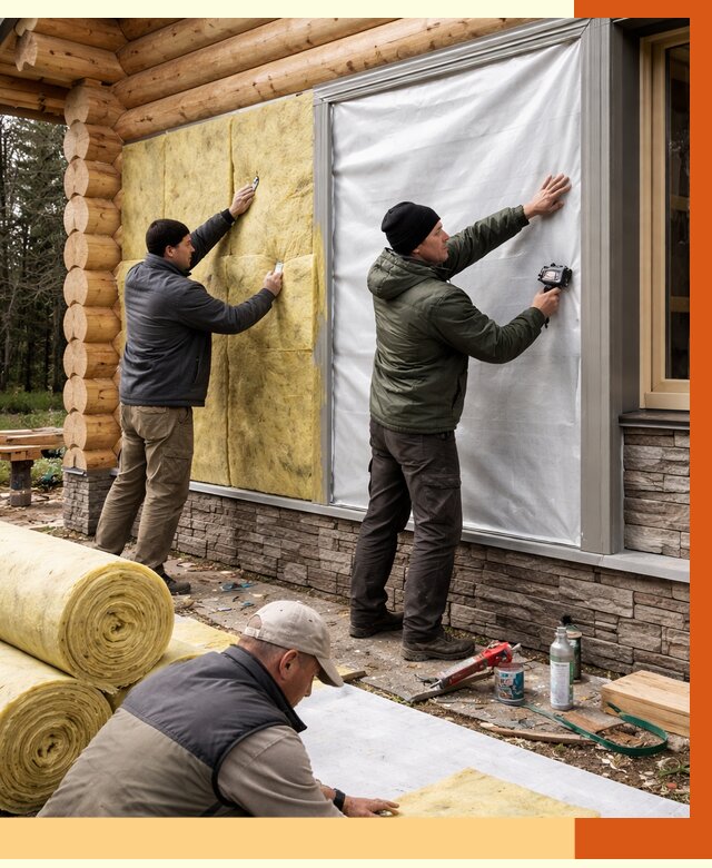 Утепление бревенчатого дома в Ноябрьске от 7749 руб/м2 — заказать под ключ | ТепломастерНбс