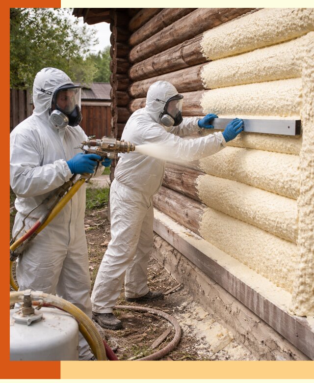 Утепление бревенчатого дома ППУ в Ноябрьске эффективной изоляцией