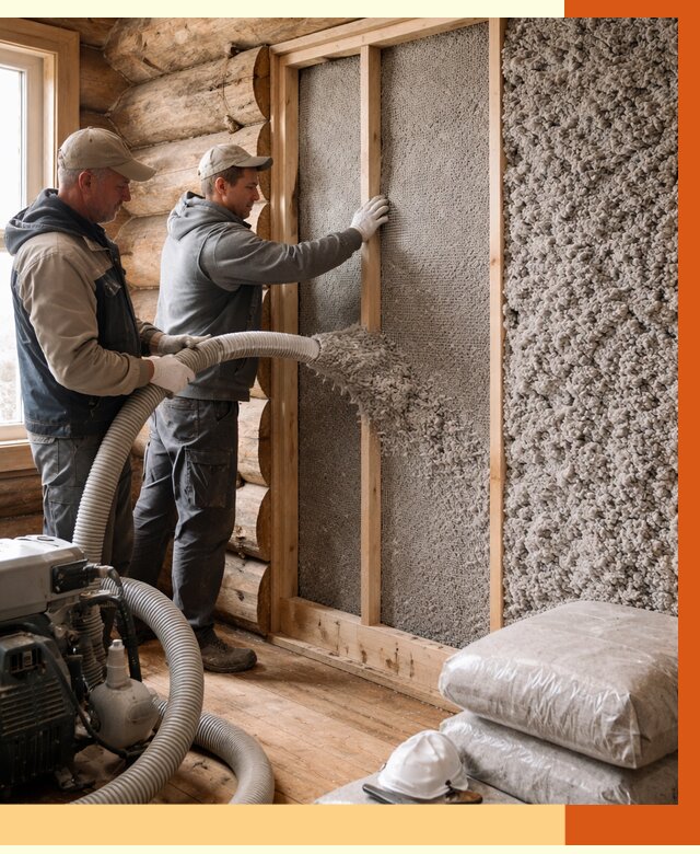 Утепление бревенчатого дома эковатой в Ноябрьске от 2786 руб. | ТепломастерНбс