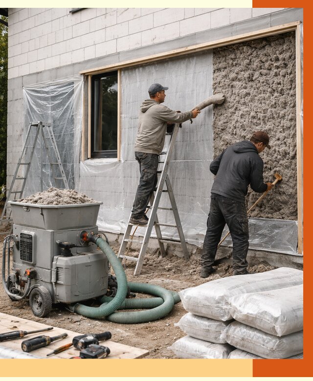 Утепление дома из газобетона эковатой в Ноябрьске от 4559 руб./м2 | ТепломастерНбс