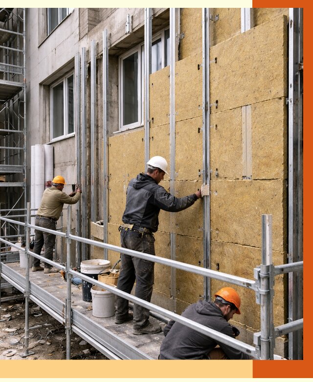 Утепление вентилируемого фасада в Ноябрьске от 5673 руб/м2 — монтаж и утепление вентфасад | ТепломастерНбс