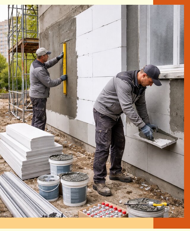 Утепление фасада и стен снаружи в Ноябрьске от 4255 руб. | ТепломастерНбс