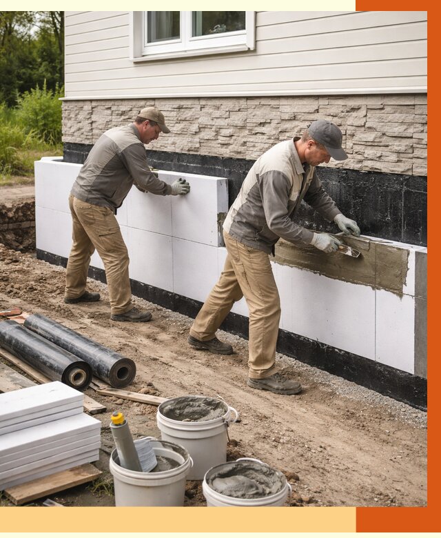 Утепление фундамента снаружи в Ноябрьске от 4255 руб. за м² | ТепломастерНбс