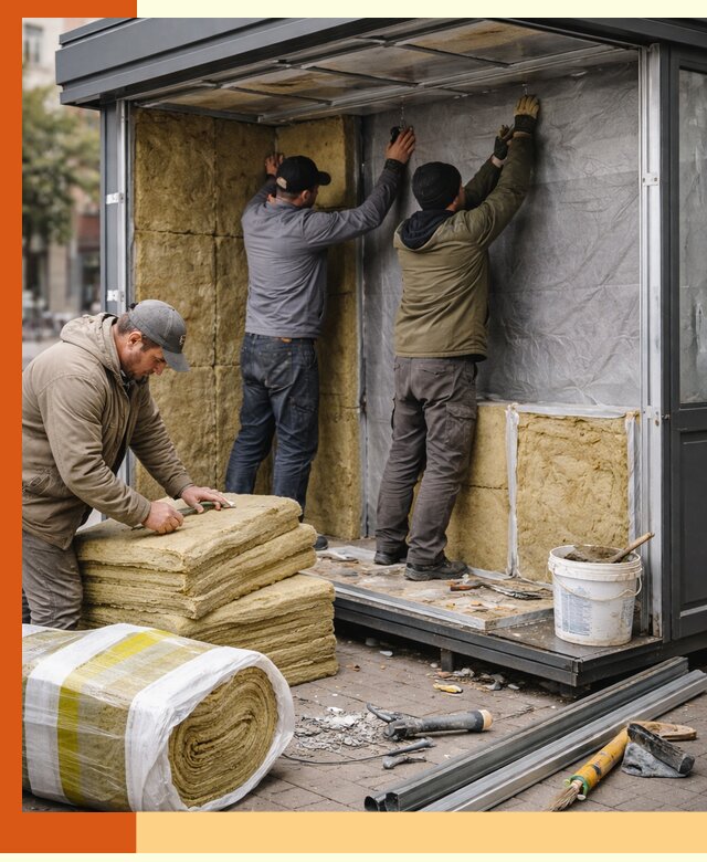 Утепление павильона шаурмы под ключ в Ноябрьске