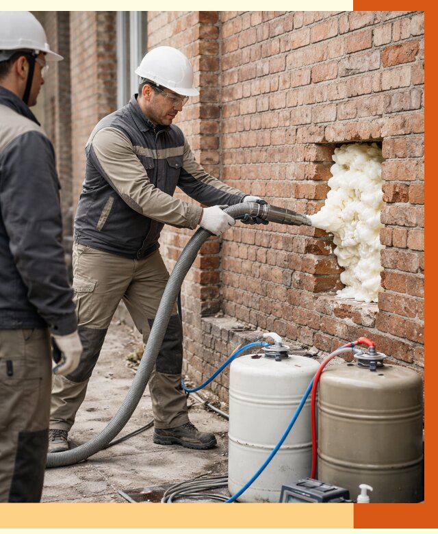 Заливка ППУ в пустоты кирпичной стены в Ноябрьске от 2786 руб. | ТепломастерНбс