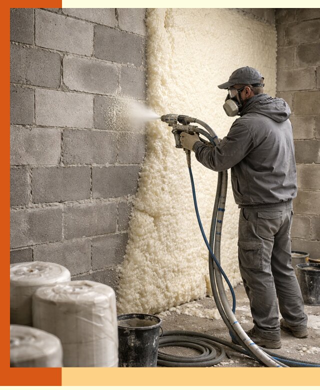 Утепление блочной стены ППУ в Ноябрьске качественно и надёжно