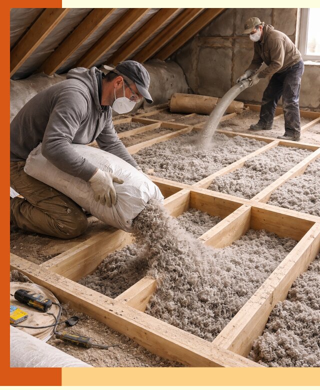 Заполнение полостей чердачного перекрытия в Ноябрьске качественно и надёжно