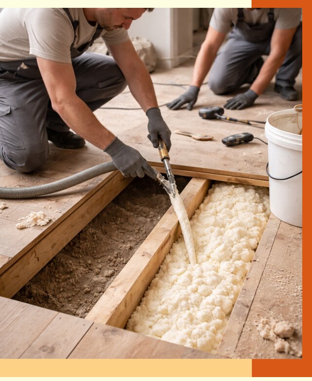Заполнение пустот пола в Ноябрьске от 2735 руб. — утепление пустот пола под ключ | ТепломастерНбс