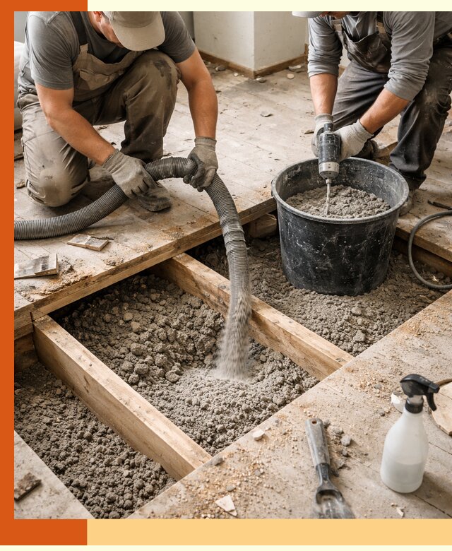 Заполнение пустот пола в Ноябрьске полиуретаном и пенополистиролом