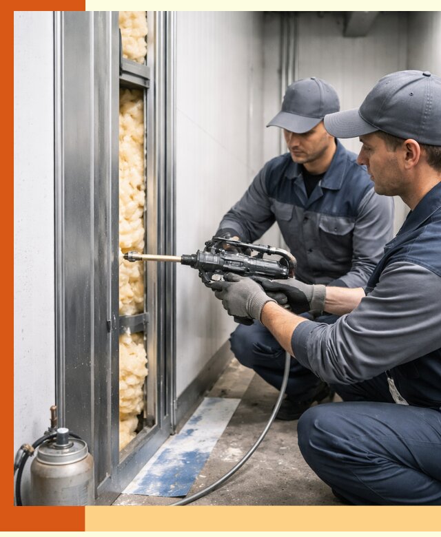 Заполнение пустот холодильных панелей в Ноябрьске специализированной пеной