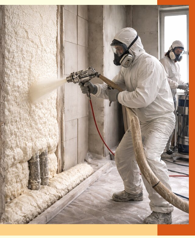 Напыление пенополиуретана в Ноябрьске от 7598 руб./м2 — услуги и монтаж ППУ | ТепломастерНбс