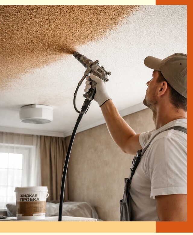 Утепление потолка жидкой пробкой в Ноябрьске от 3546 руб. | ТепломастерНбс