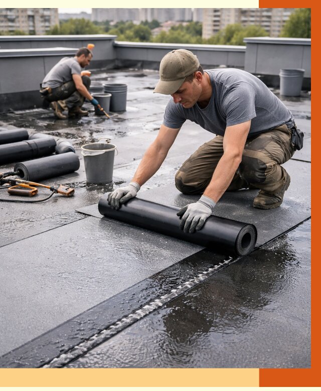 Гидроизоляция плоской кровли в Ноябрьске от 4559 руб./м2 — профессионально | ТепломастерНбс