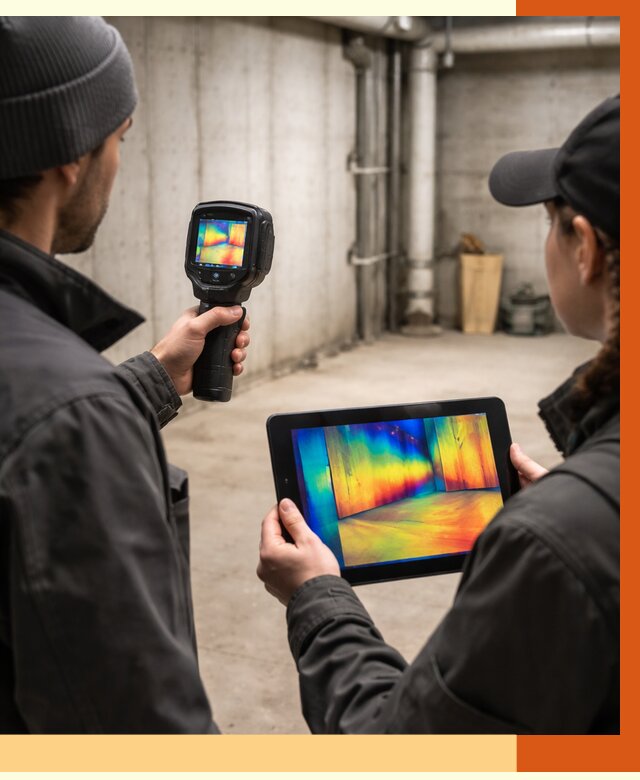 Тепловизионное обследование подвала в Ноябрьске от 4559 руб. — проверка гидроизоляции | ТепломастерНбс