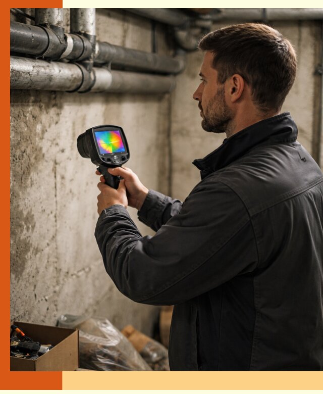 Тепловизионное обследование подвала в Ноябрьске для поиска утечек тепла