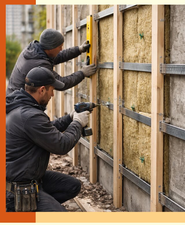 Монтаж обрешетки под утепление зданий и квартир в Ноябрьске